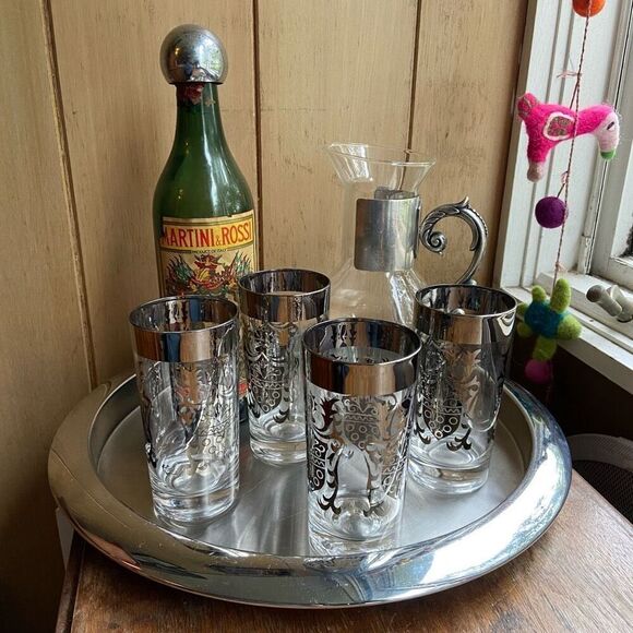 Vintage Kimiko Guardian Shield Crest glass (4) set , Lusterware by Vitreon, vint - Picture 7 of 7